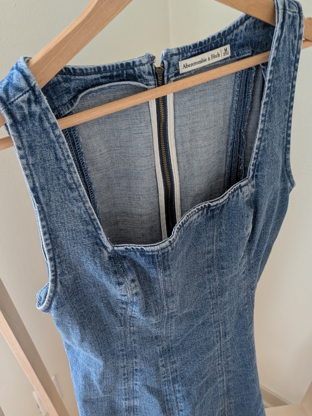 Abercrombie & Fitch Mila Squareneck Denim Mini Dress In Medium Wash - M - Picture 7 of 10